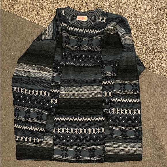 Energie Sweaters - Energie Women’s Vintage Crewneck Sweater - Black Blue and Gray